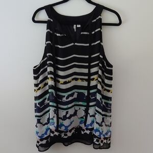 Striped Sleeveless Top - Black and Multicolor